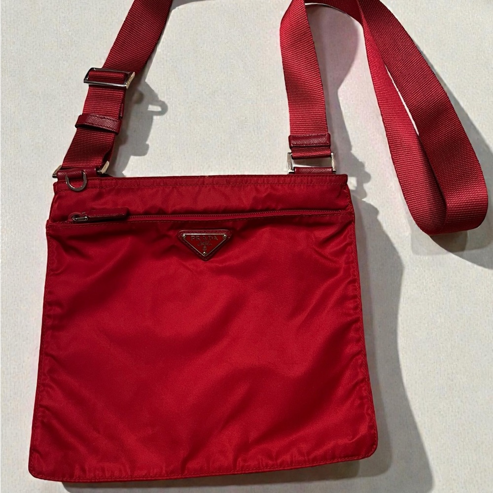 Prada Red Nylon Bag with Logo Detail